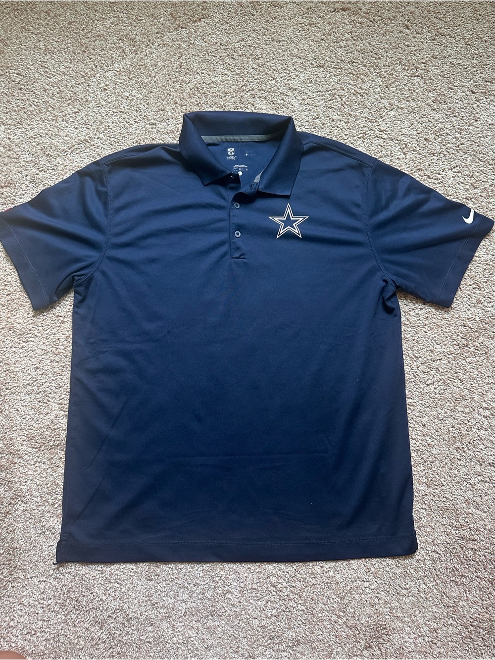 Nike Dallas Cowboys Men's Polo Shirt Navy Blue Short Sleeve Size Large